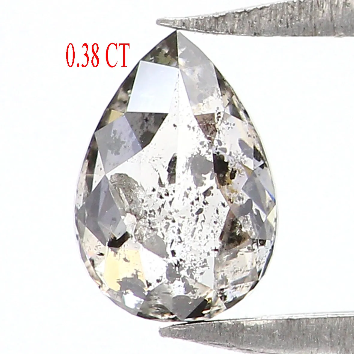 0.38 CT Natural Loose Pear Shape Diamond Salt And Pepper Pear Rose Cut Diamond 5.55 MM Black Grey Color Pear Shape Rose Cut Diam