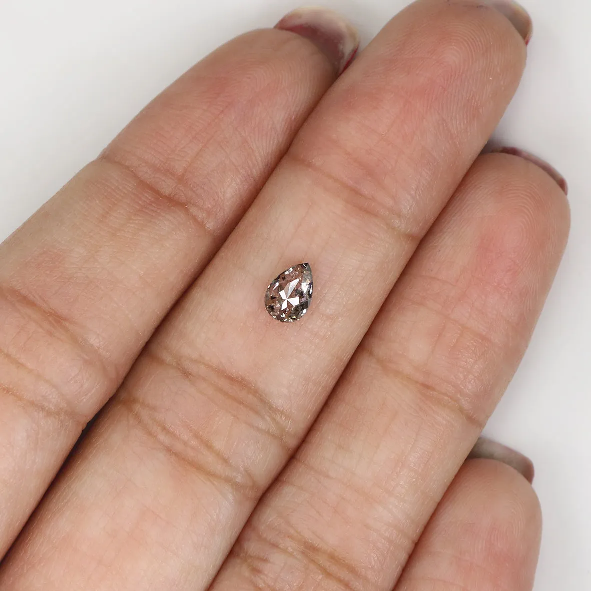 0.38 CT Natural Loose Pear Shape Diamond Salt And Pepper Pear Rose Cut Diamond 5.55 MM Black Grey Color Pear Shape Rose Cut Diam