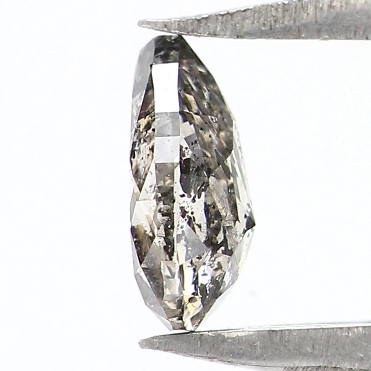 0.38 CT Natural Loose Pear Shape Diamond Salt And Pepper Pear Rose Cut Diamond 5.55 MM Black Grey Color Pear Shape Rose Cut Diam