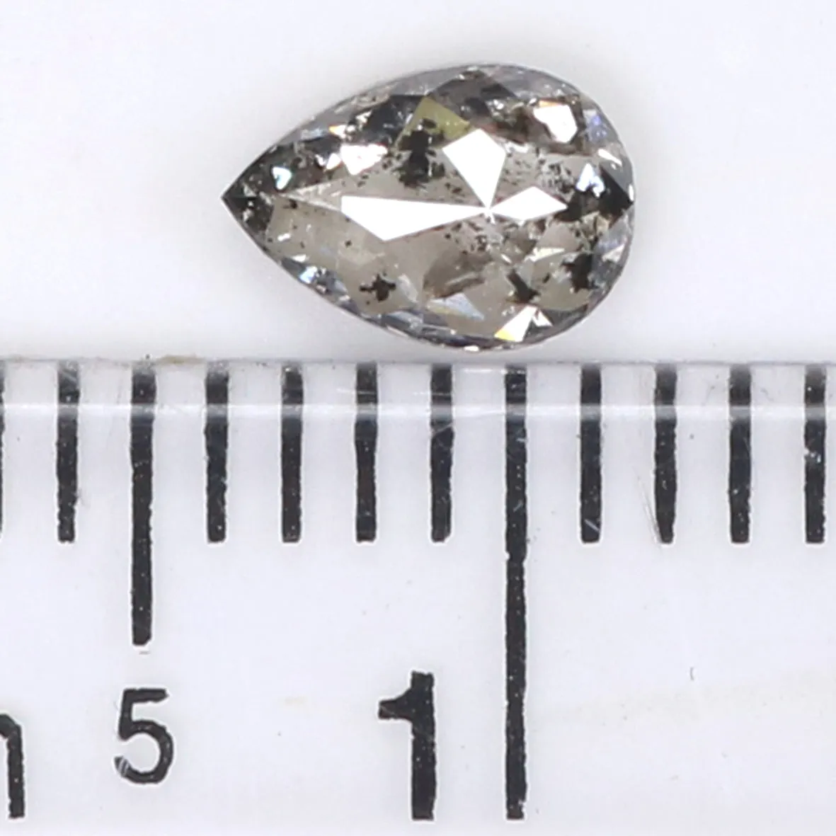 0.38 CT Natural Loose Pear Shape Diamond Salt And Pepper Pear Rose Cut Diamond 5.55 MM Black Grey Color Pear Shape Rose Cut Diam