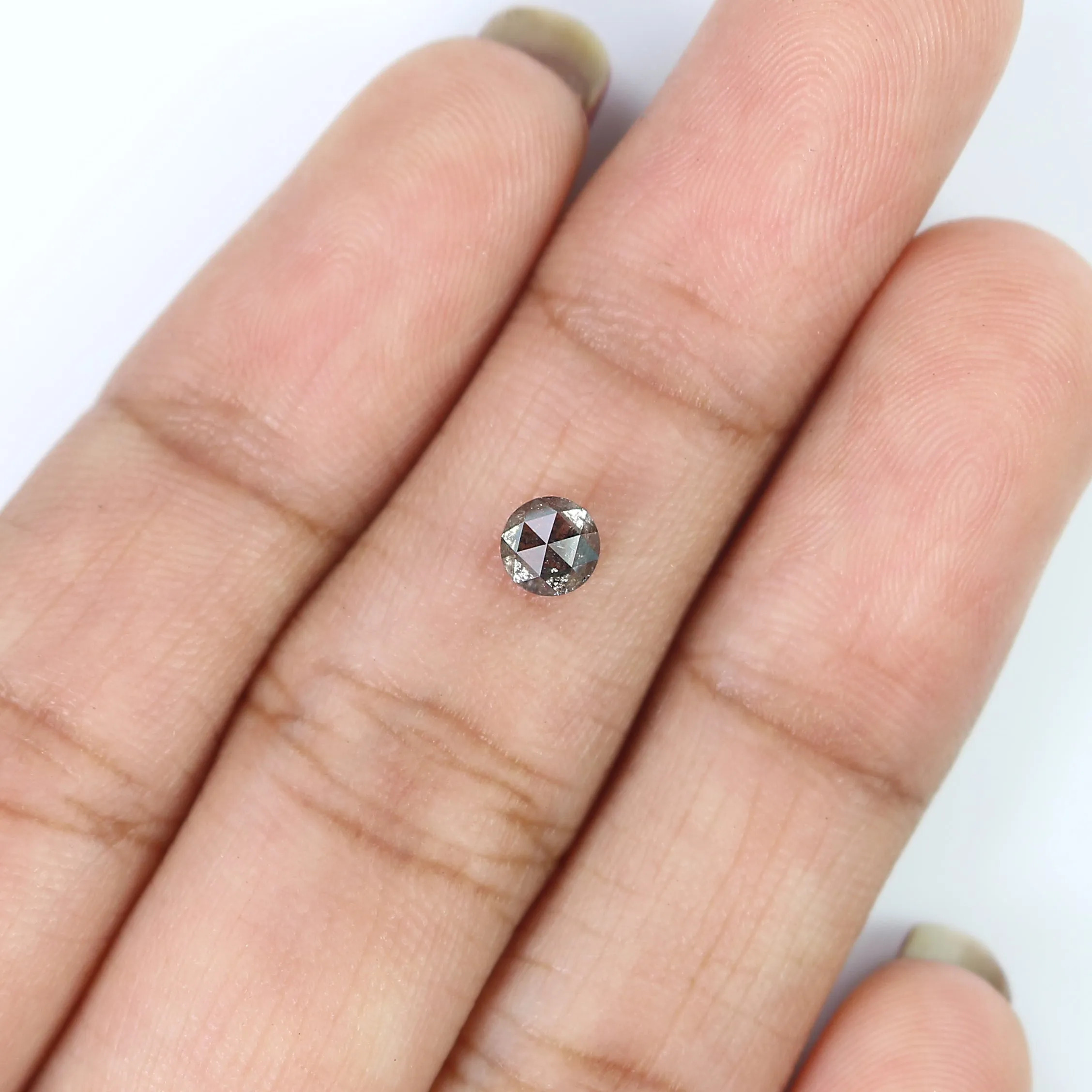 0.40 Ct Natural Loose Round Rose Cut Diamond Salt And Pepper Round Diamond 4.15 MM Natural Diamond Black Grey Color Rose Cut Dia