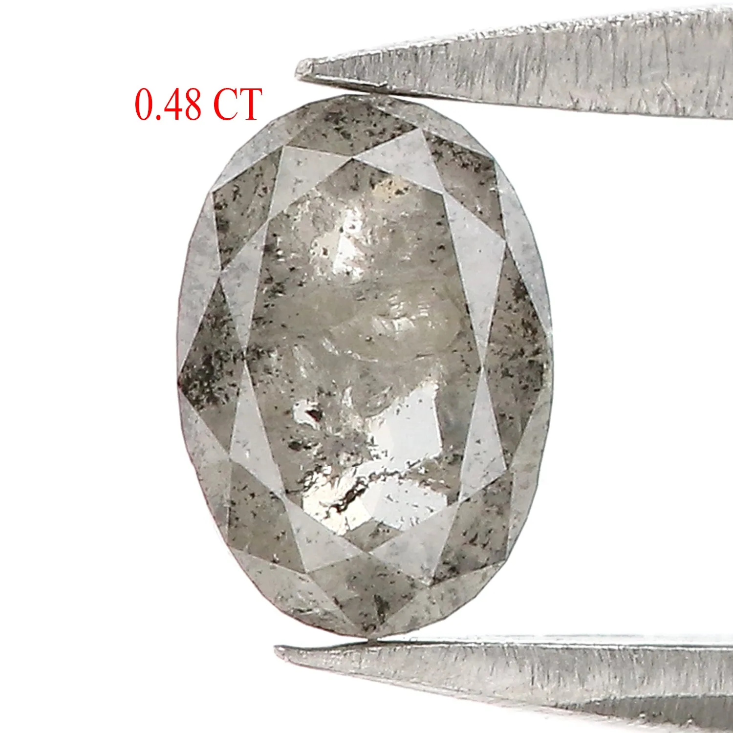 0.48 Ct Natural Loose Oval Shape Diamond Salt And Pepper Oval Diamond 5.60 MM Natural Diamond Black Grey Color Oval Rose Cut Dia