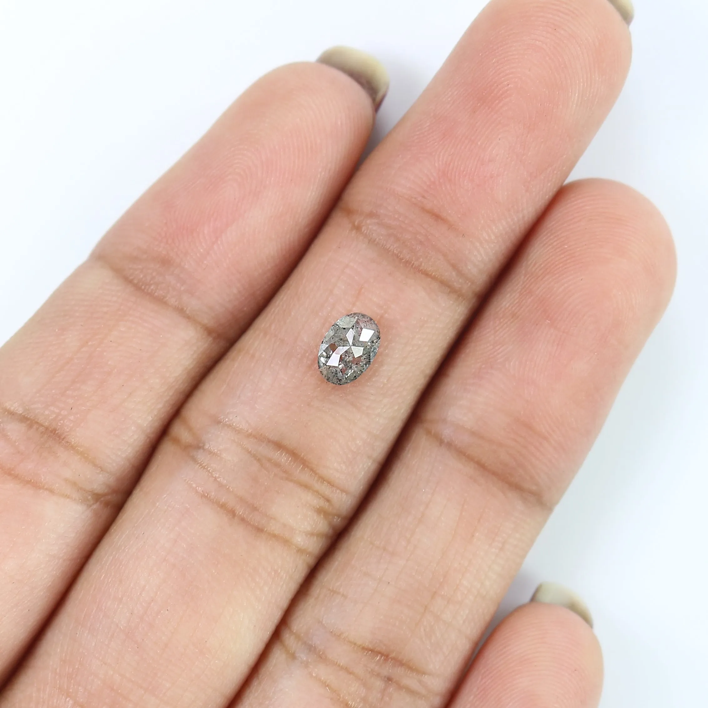 0.48 Ct Natural Loose Oval Shape Diamond Salt And Pepper Oval Diamond 5.60 MM Natural Diamond Black Grey Color Oval Rose Cut Dia