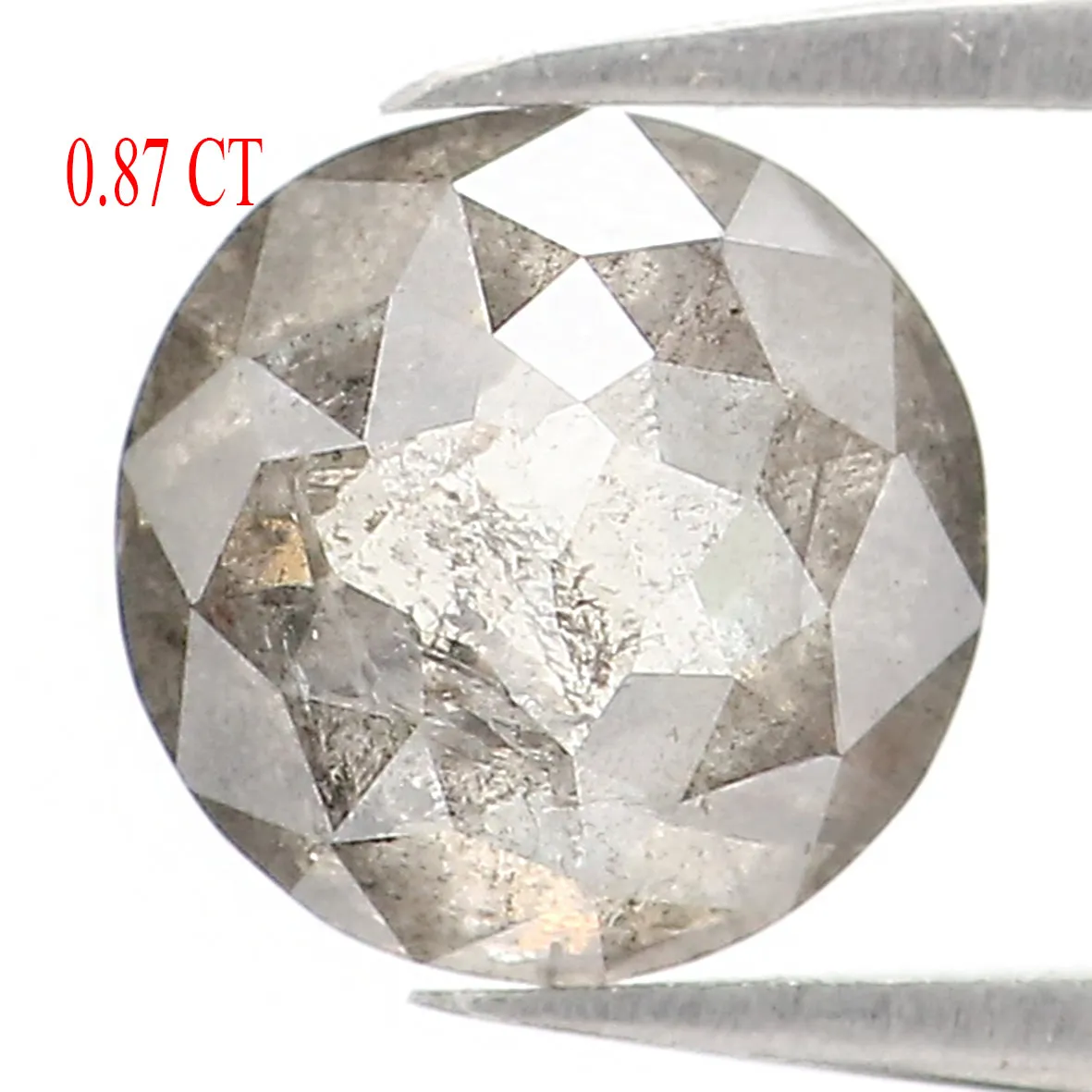 0.87 CT Natural Loose Round Rose Cut Diamond Salt And Pepper Round Shape Diamond 5.80 MM Natural Black Grey Round Rose Cut Diamo