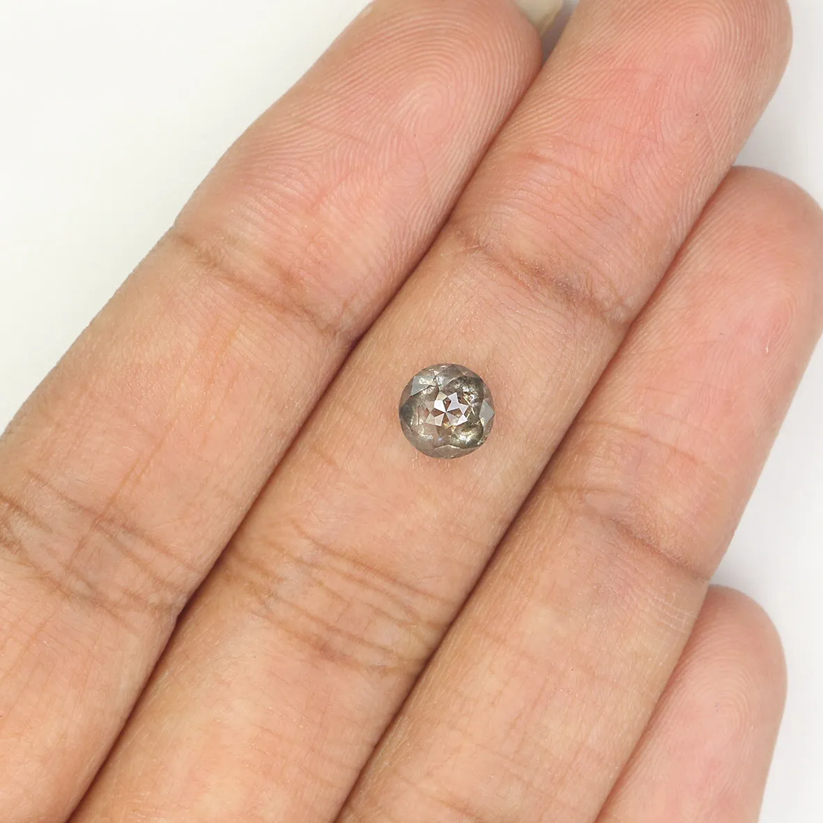 0.87 CT Natural Loose Round Rose Cut Diamond Salt And Pepper Round Shape Diamond 5.80 MM Natural Black Grey Round Rose Cut Diamo