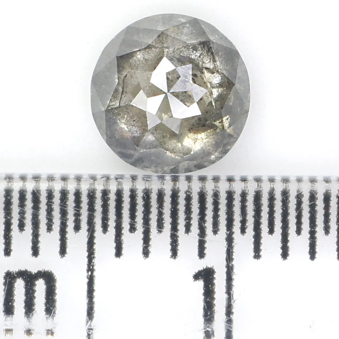 0.87 CT Natural Loose Round Rose Cut Diamond Salt And Pepper Round Shape Diamond 5.80 MM Natural Black Grey Round Rose Cut Diamo