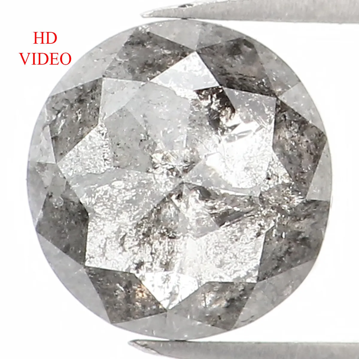 0.89 CT Natural Loose Round Rose Cut Diamond Salt And Pepper Round Shape Diamond 6.00 MM Natural Black Grey Round Rose Cut Diamo