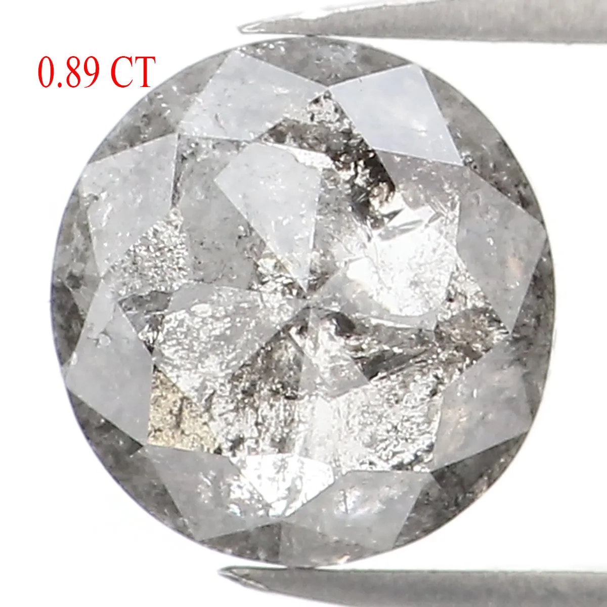 0.89 CT Natural Loose Round Rose Cut Diamond Salt And Pepper Round Shape Diamond 6.00 MM Natural Black Grey Round Rose Cut Diamo