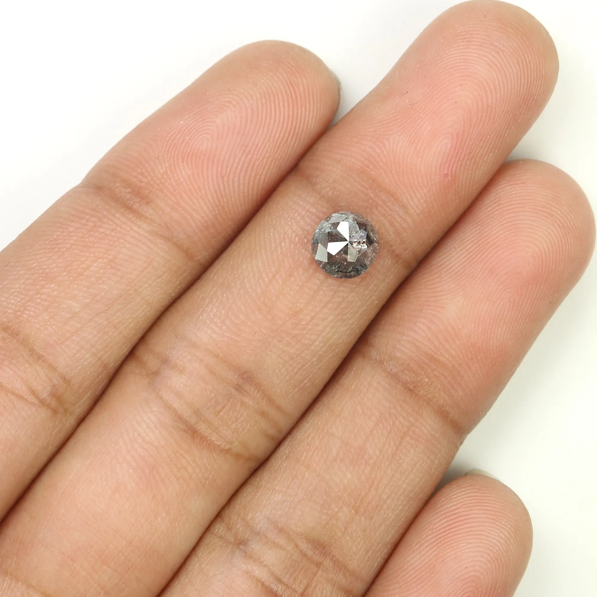 0.89 CT Natural Loose Round Rose Cut Diamond Salt And Pepper Round Shape Diamond 6.00 MM Natural Black Grey Round Rose Cut Diamo