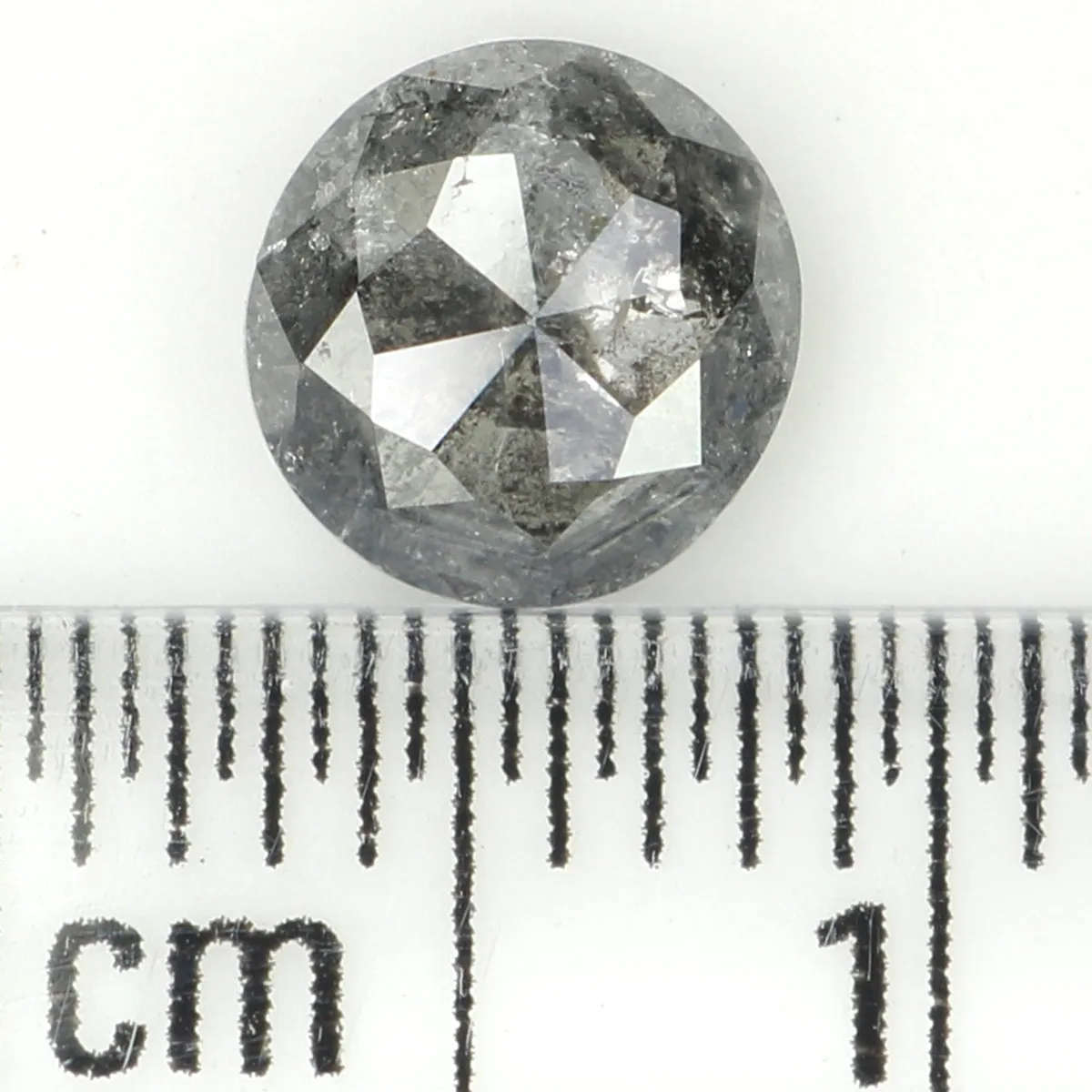 0.89 CT Natural Loose Round Rose Cut Diamond Salt And Pepper Round Shape Diamond 6.00 MM Natural Black Grey Round Rose Cut Diamo