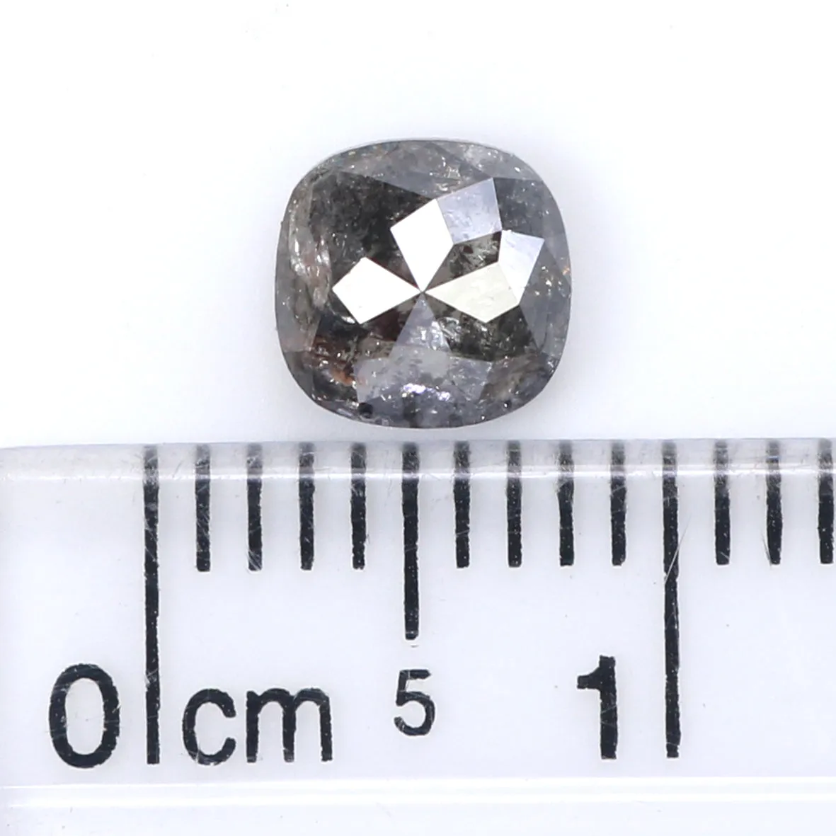 0.96 CT Natural Loose Cushion Shape Diamond Salt And Pepper Cushion Shape Diamond 5.70 MM Black Grey Color Cushion Rose Cut Diam