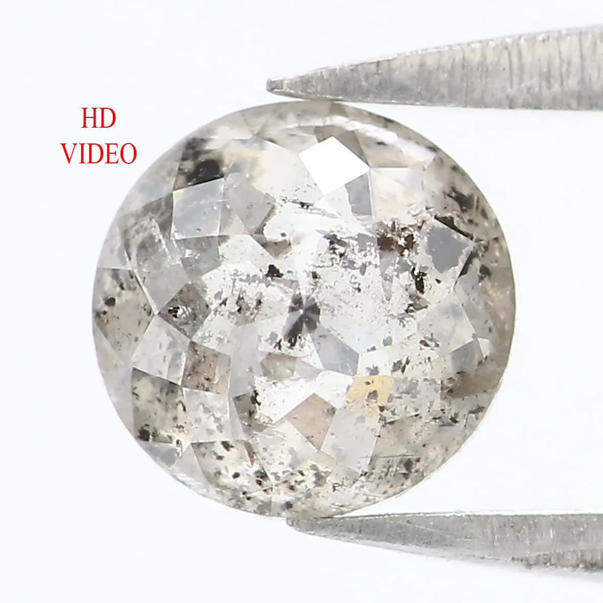 0.96 CT Natural Loose Round Rose Cut Diamond Salt And Pepper Round Diamond 5.70 MM Natural Loose Black Grey Color Rose Cut Diamo