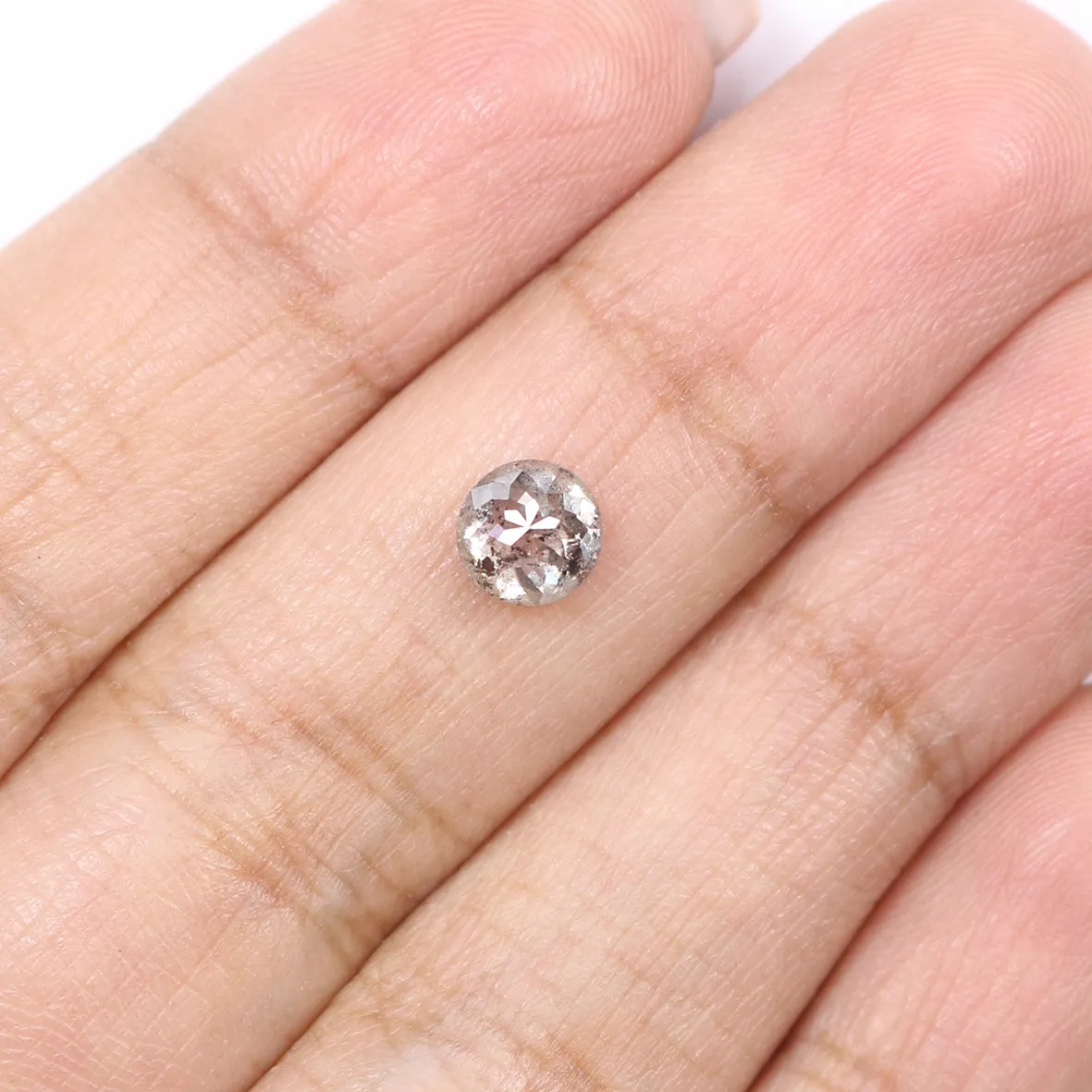 0.96 CT Natural Loose Round Rose Cut Diamond Salt And Pepper Round Diamond 5.70 MM Natural Loose Black Grey Color Rose Cut Diamo