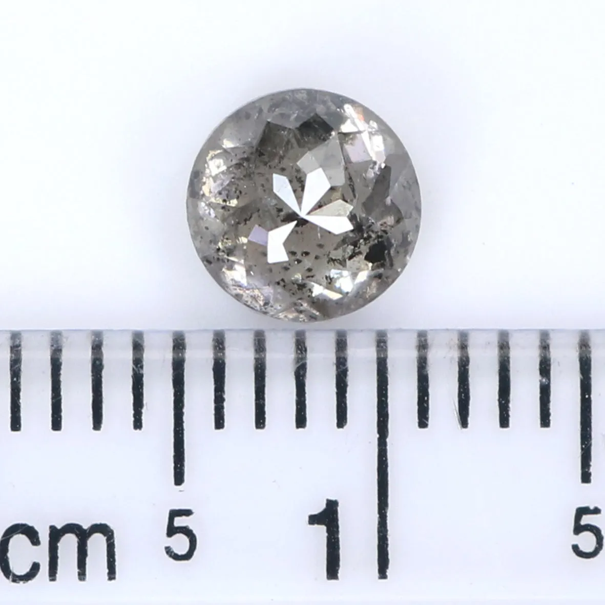 0.96 CT Natural Loose Round Rose Cut Diamond Salt And Pepper Round Diamond 5.70 MM Natural Loose Black Grey Color Rose Cut Diamo