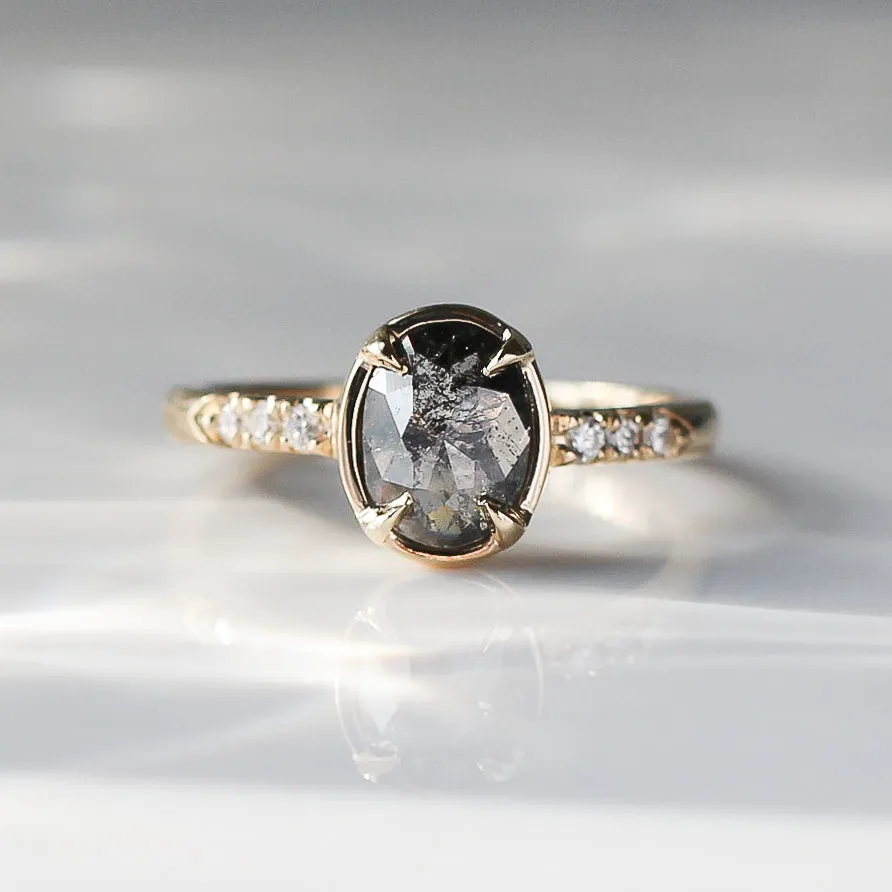 0.99ct Black Swan Oval Diamond Ring in Yellow Gold