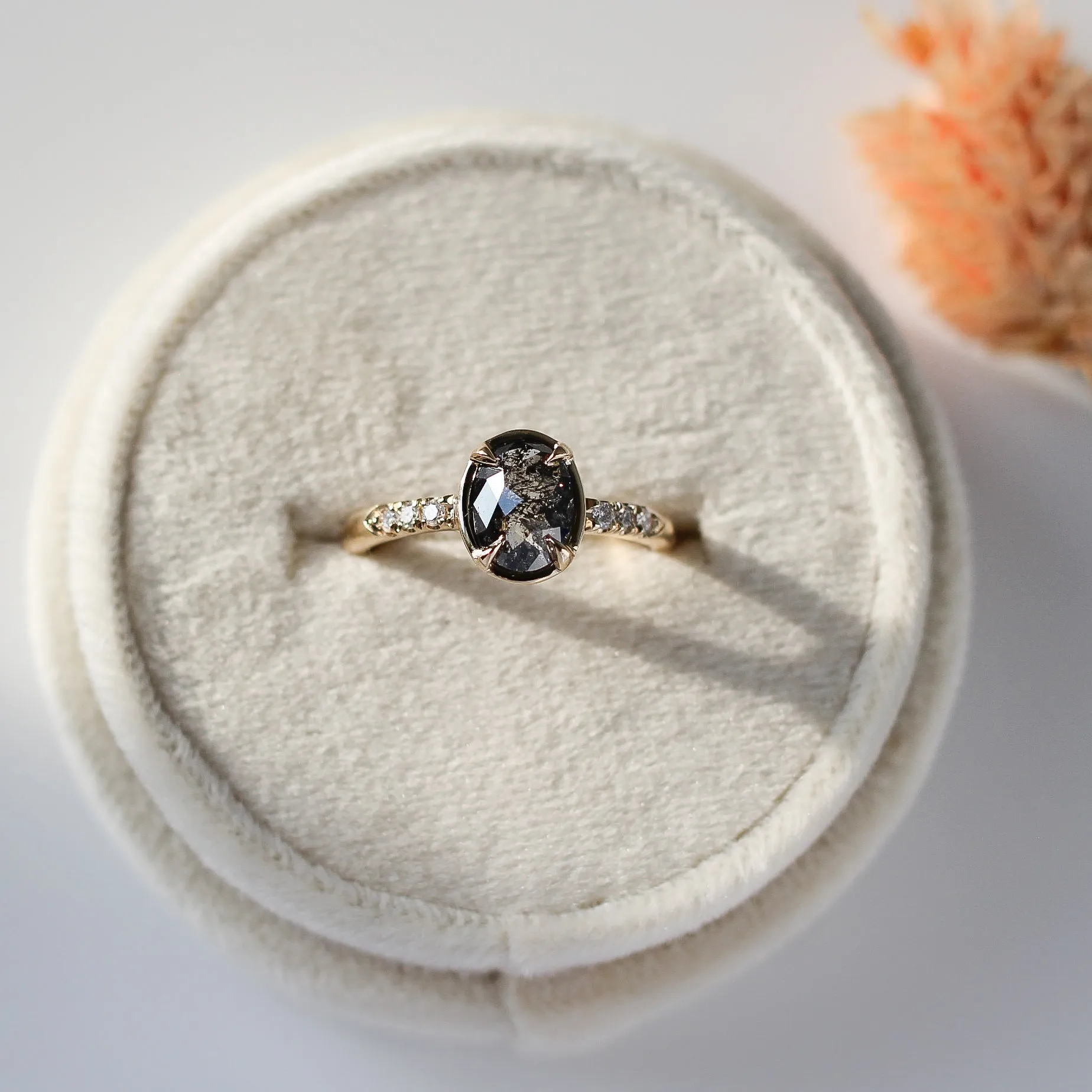 0.99ct Black Swan Oval Diamond Ring in Yellow Gold