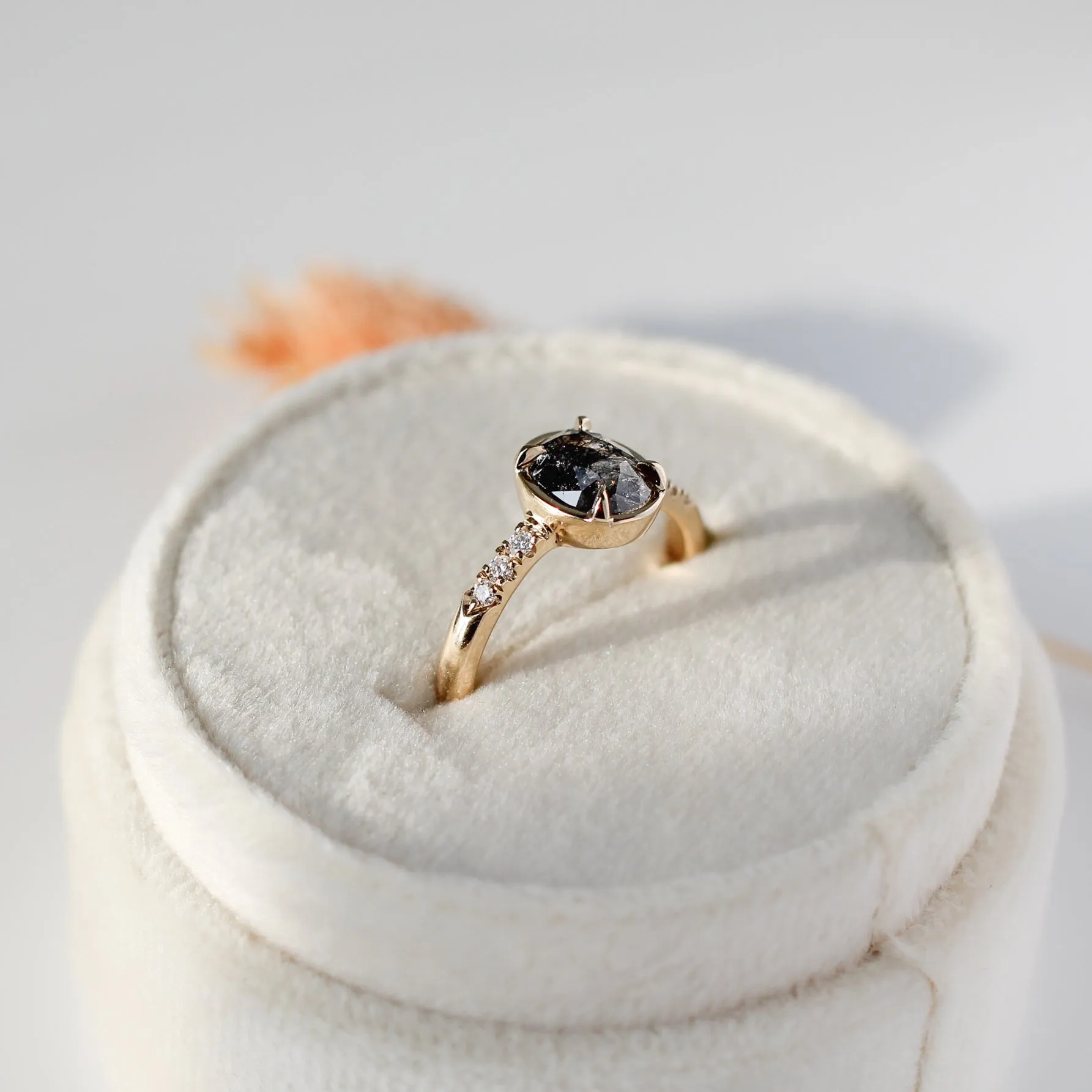 0.99ct Black Swan Oval Diamond Ring in Yellow Gold