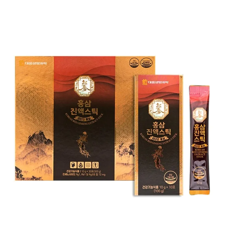 100% 6 Years Korean Red Ginseng Extract Sticks 30 Sachets Drinks Handy Health Supplements Immunity Blood Memory Tired Energy Gif