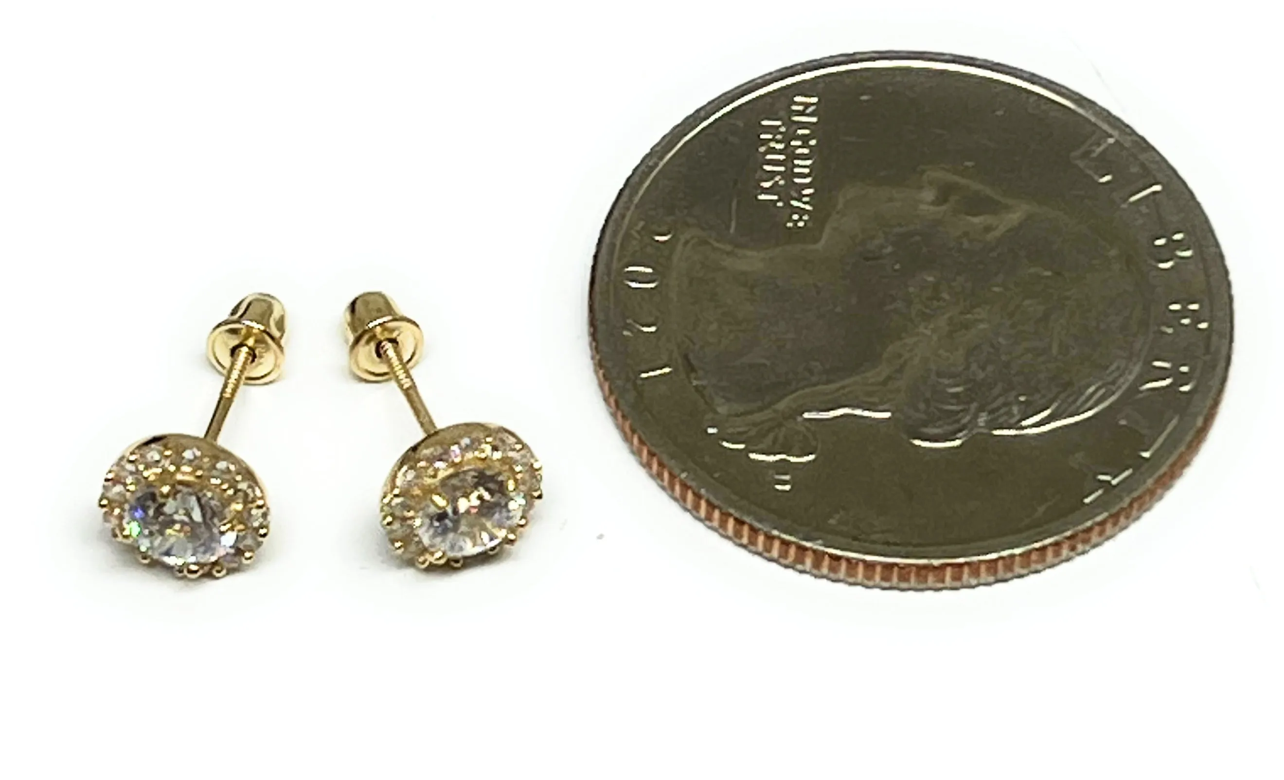 10k Solid Gold Cubic Zirconia Mini Dainty Stud Earrings (FCE 08)