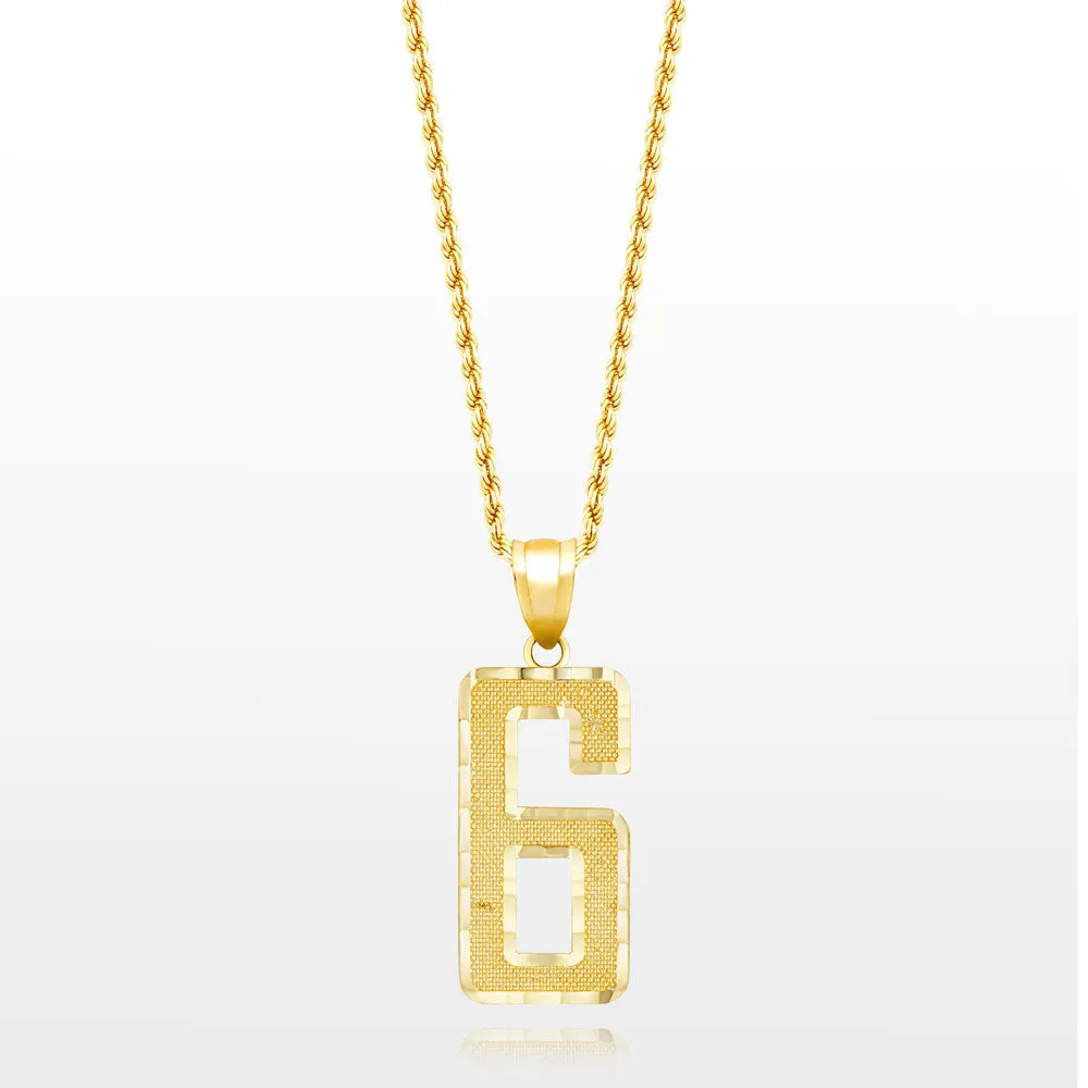 10k Solid Gold Jersey Number Pendant