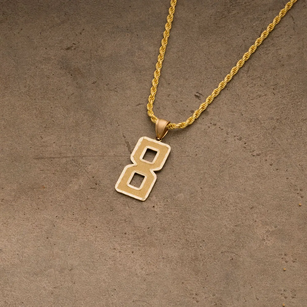 10k Solid Gold Jersey Number Pendant