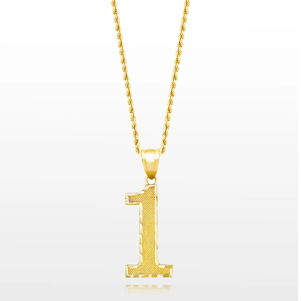 10k Solid Gold Jersey Number Pendant