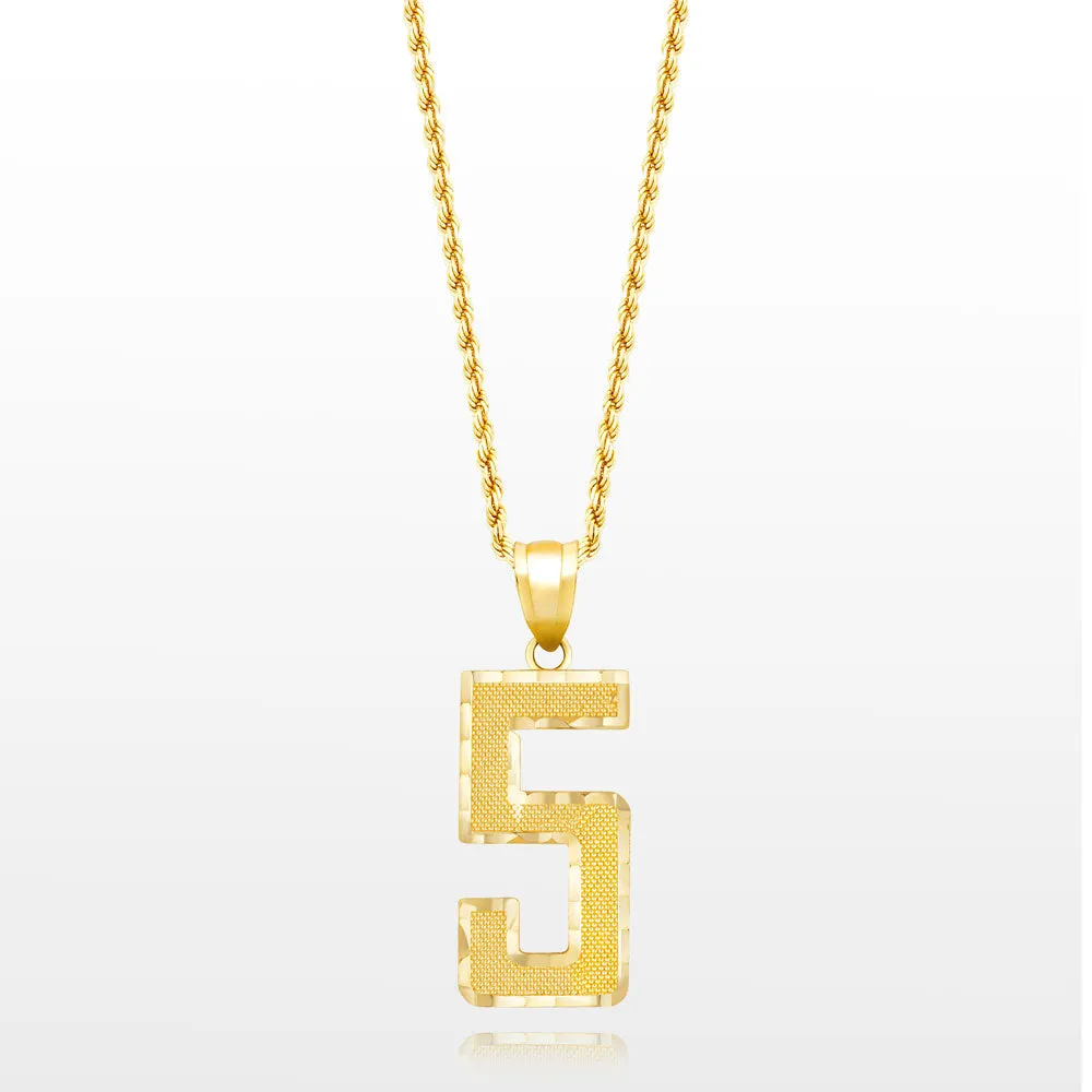 10k Solid Gold Jersey Number Pendant