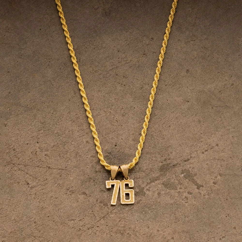 10k Solid Gold Small Jersey Number Pendant