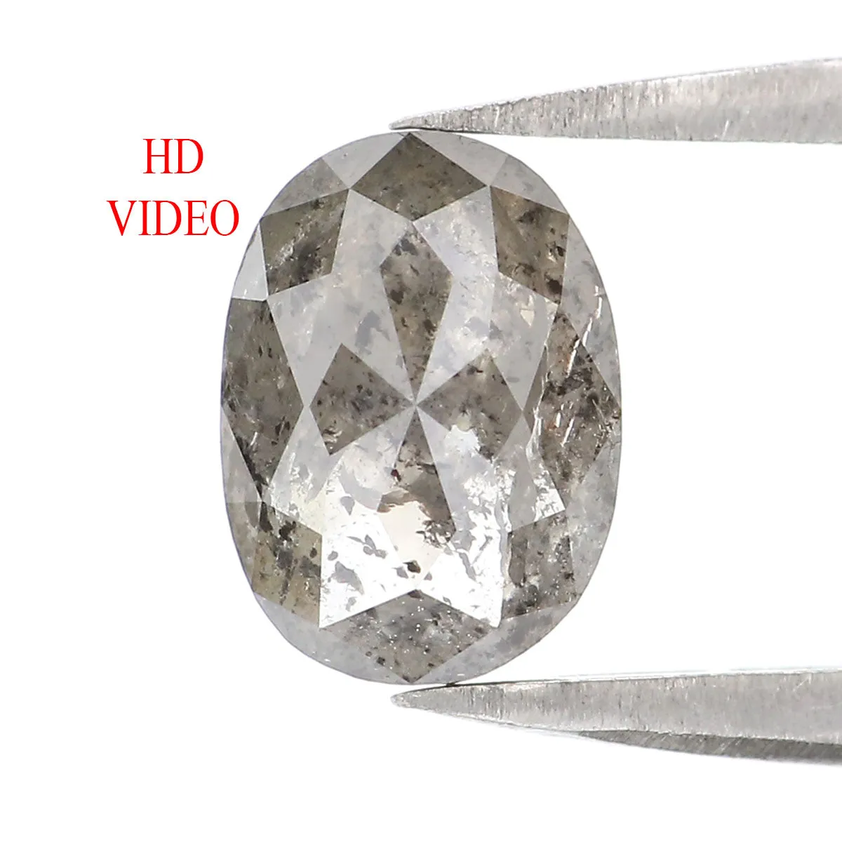 1.25 CT Natural Loose Oval Shape Diamond Salt And Pepper Oval Diamond 7.80 MM Natural Diamond Black Grey Color Oval Rose Cut Dia