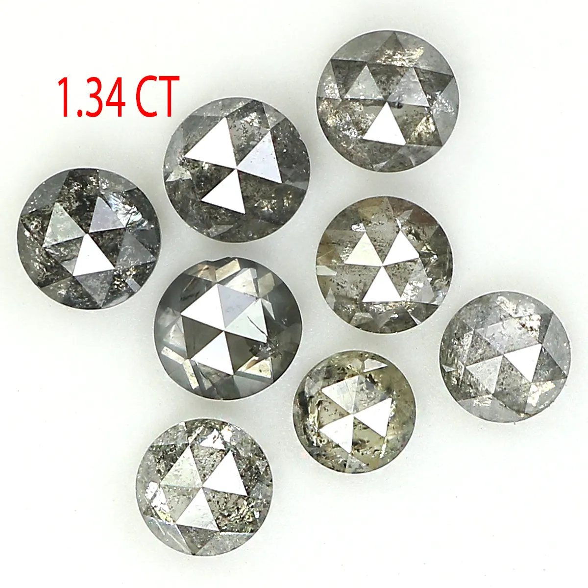 1.34 Ct Natural Loose Round Rose Cut Diamond Salt And Pepper Round Shape Diamond 2.90 MM Natural Black Grey Round Rose Cut Diamo