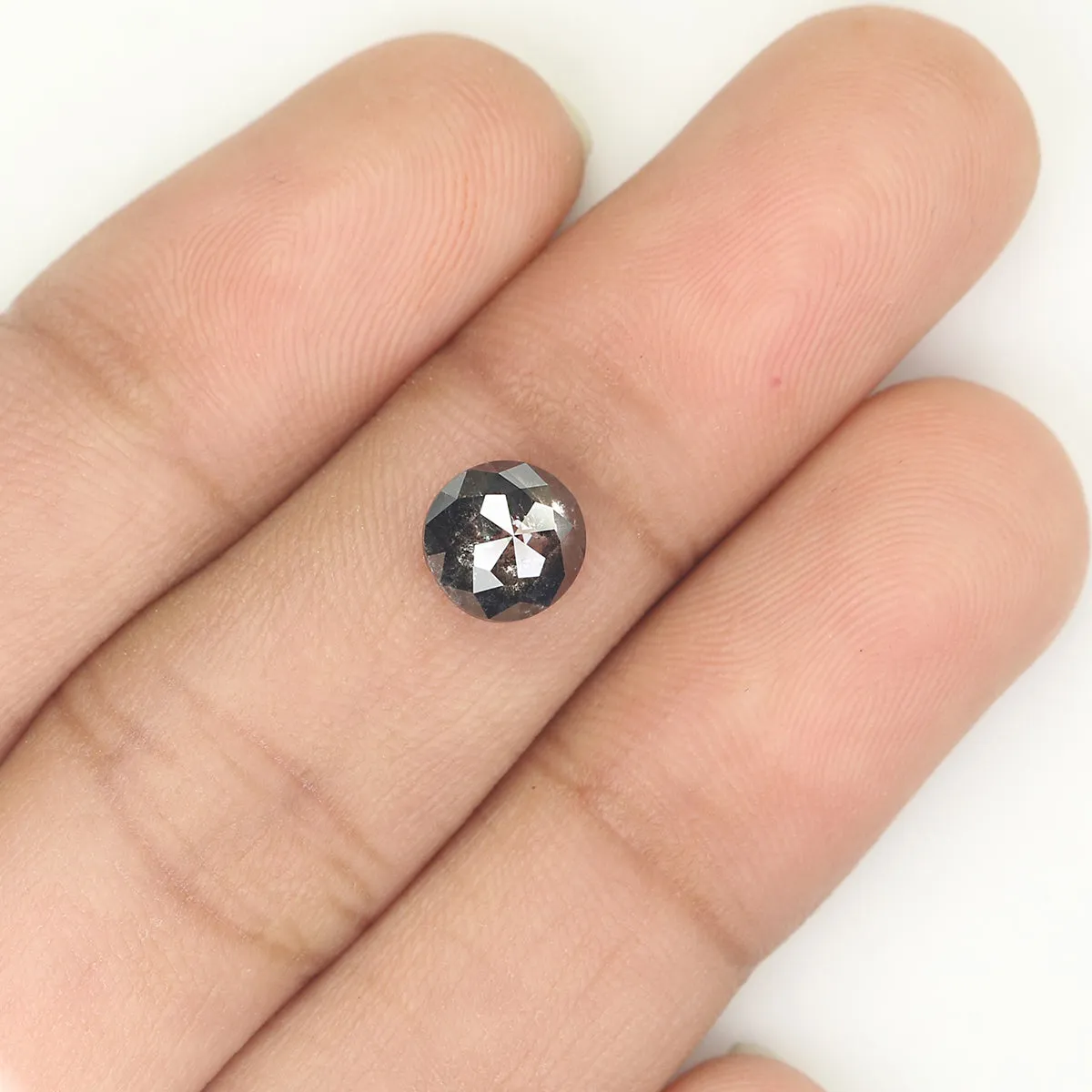 1.35 CT Natural Loose Round Rose Cut Diamond Salt And Pepper Round Diamond 6.55 MM Natural Loose Black Grey Color Rose Cut Diamo