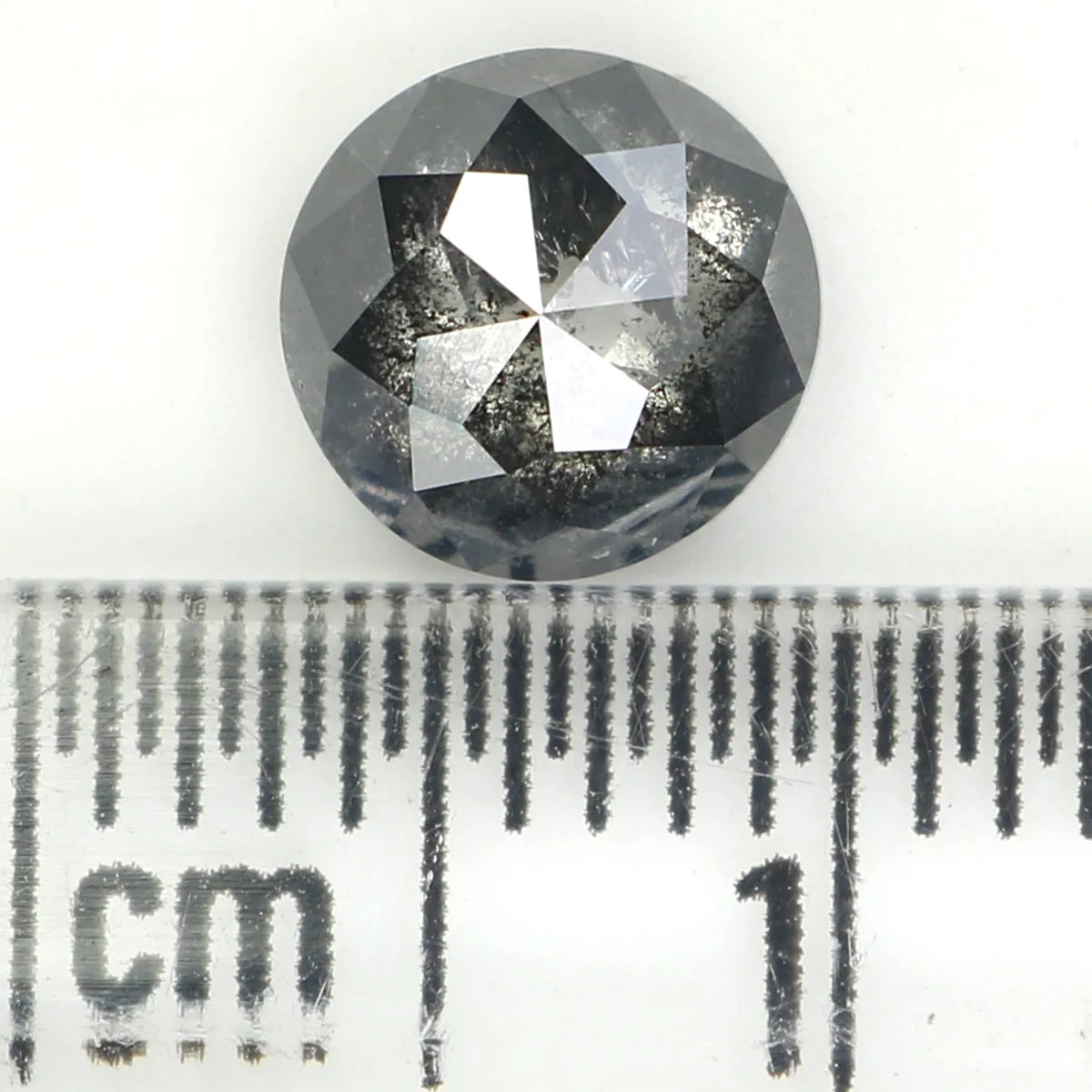 1.35 CT Natural Loose Round Rose Cut Diamond Salt And Pepper Round Diamond 6.55 MM Natural Loose Black Grey Color Rose Cut Diamo