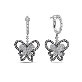 14K White Gold Ladies Earrings With 2.10 CT Diamonds