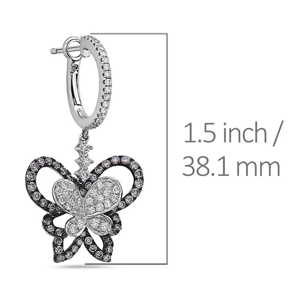 14K White Gold Ladies Earrings With 2.10 CT Diamonds