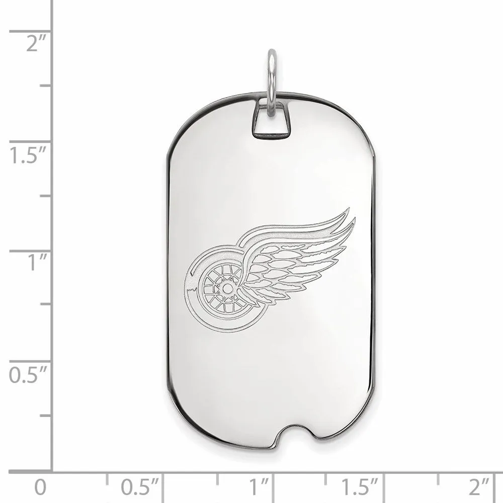 14k White Gold NHL Detroit Red Wings Large Dog Tag Pendant