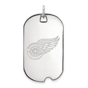 14k White Gold NHL Detroit Red Wings Large Dog Tag Pendant