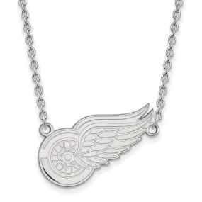 14k White Gold NHL Detroit Red Wings Large Necklace, 18 Inch