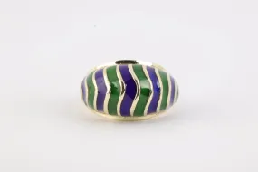 14k Yellow Gold Blue & Green Enamel Wave Ring Size 5 (7.28g.)