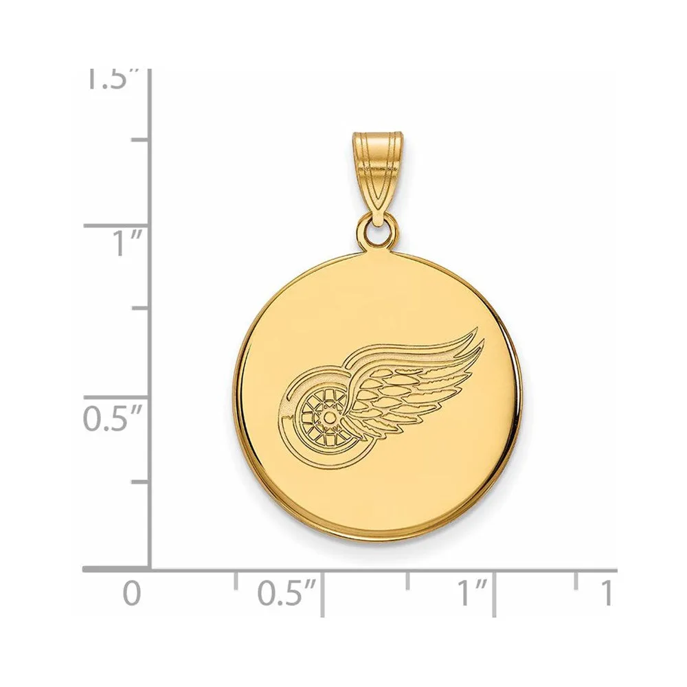 14k Yellow Gold NHL Detroit Red Wings Large Disc Pendant