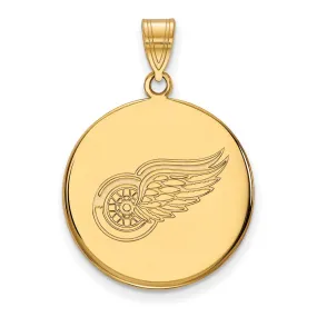 14k Yellow Gold NHL Detroit Red Wings Large Disc Pendant