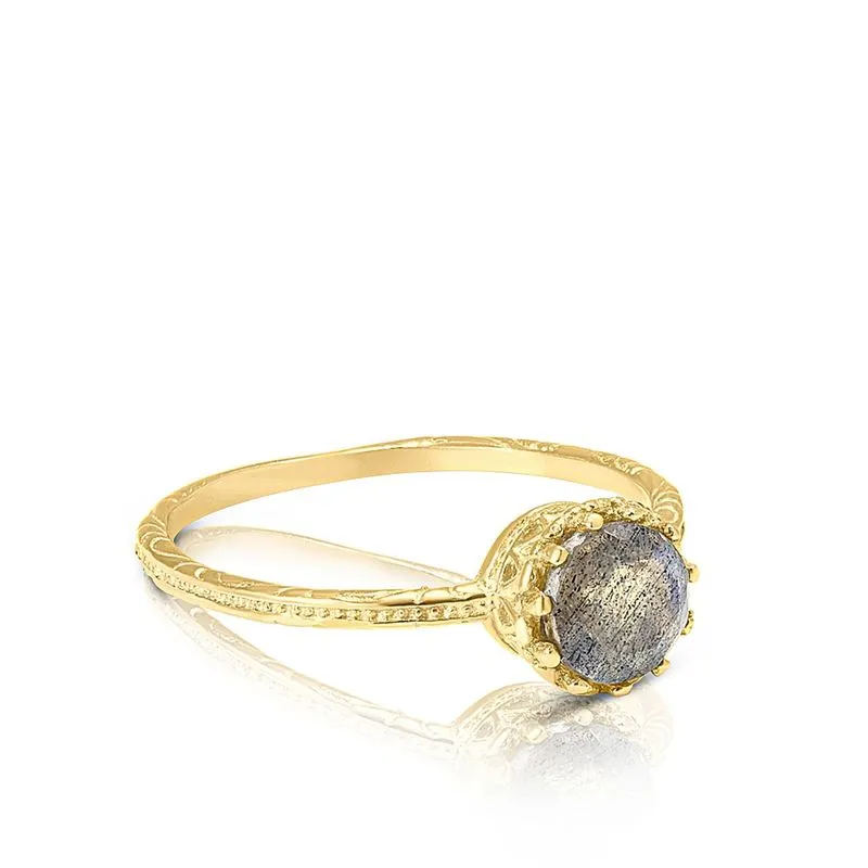 14K Yellow Gold Round Brown Labradorite 5mm Ring