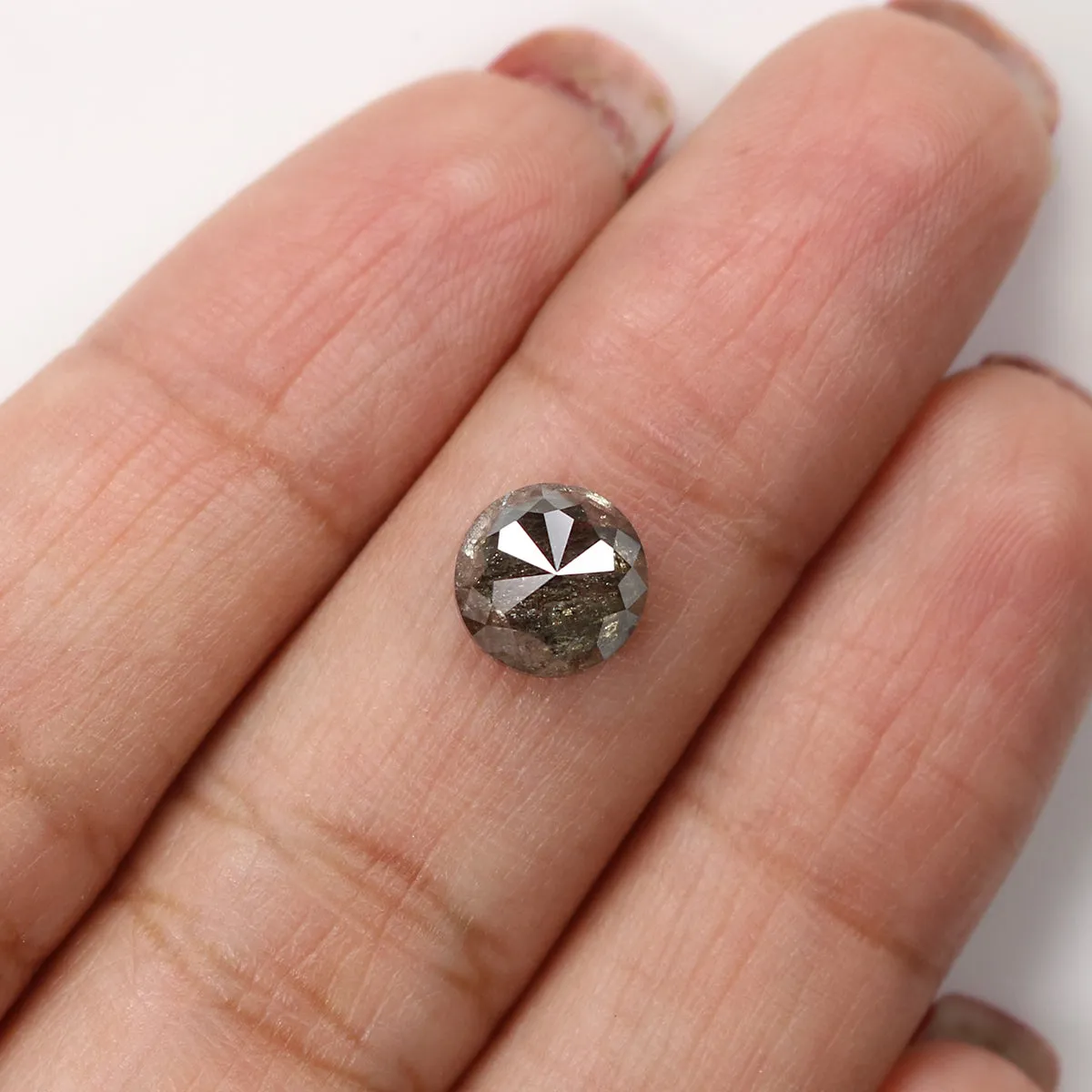 1.69 Ct Natural Loose Round Rose Cut Diamond Black Grey Color Rose Cut Diamond 7.30 MM Natural Loose Salt And Pepper Rose Cut Di