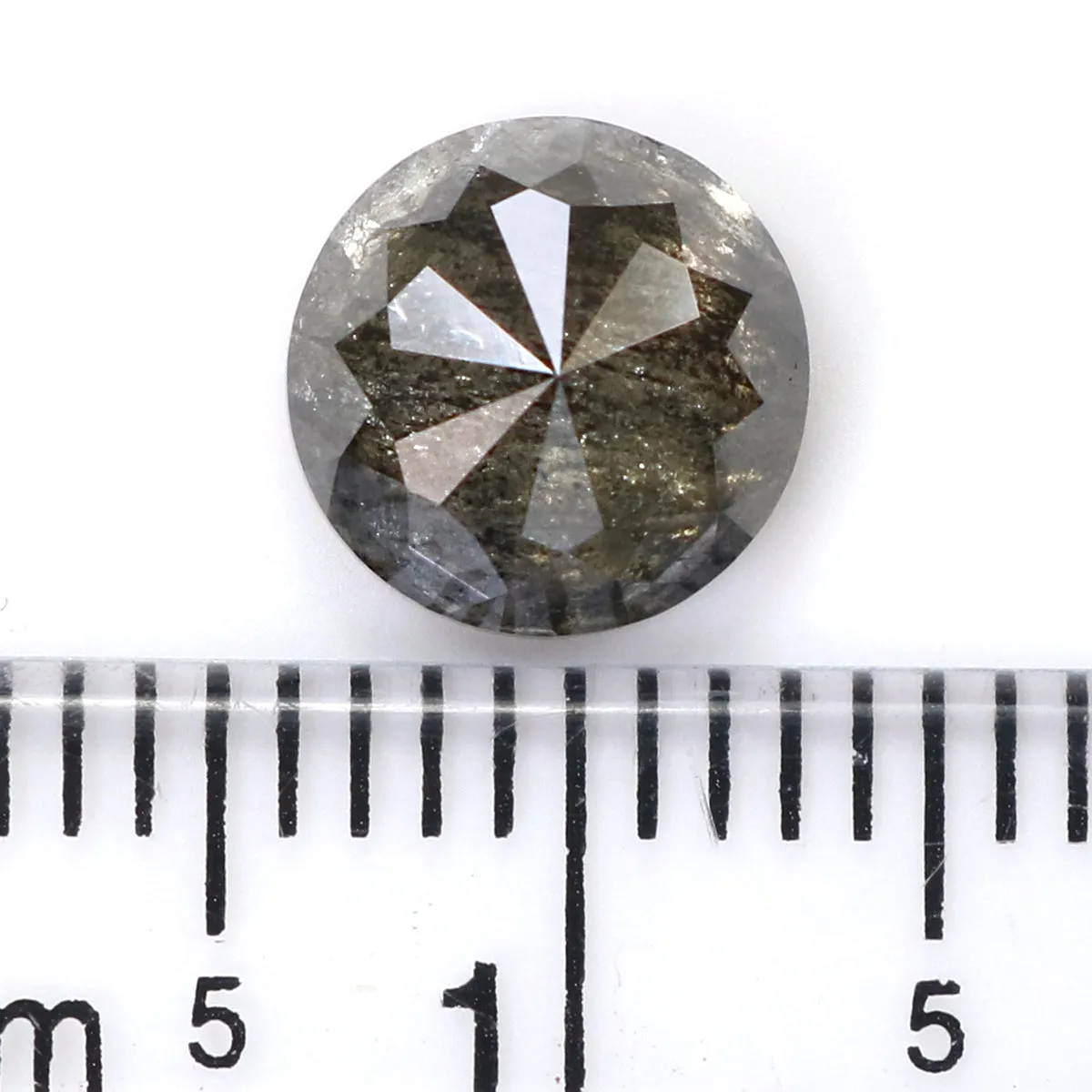 1.69 Ct Natural Loose Round Rose Cut Diamond Black Grey Color Rose Cut Diamond 7.30 MM Natural Loose Salt And Pepper Rose Cut Di