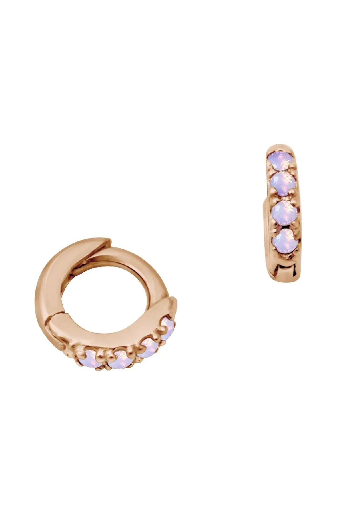 16g Pink Opal Round Tragus Cartilage Ear Piercing Earring  Clicker Hoop Ring-14K 18K Solid Gold