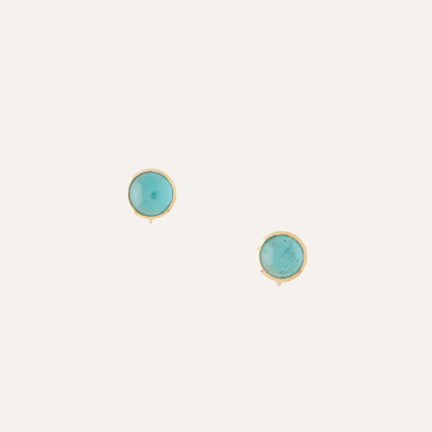 18K Green Tourmaline 6mm Cabochon Earrings