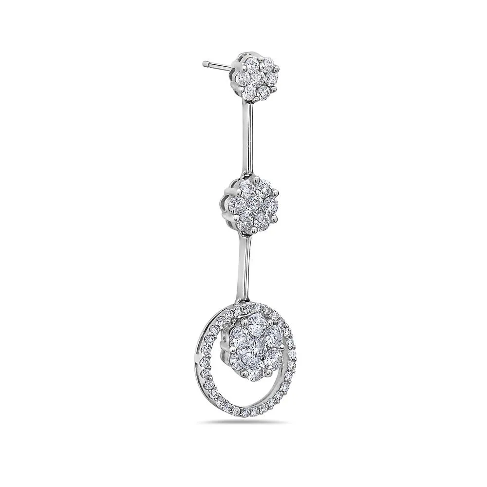 18K White Gold Ladies Earrings With 2.38 CT Diamonds