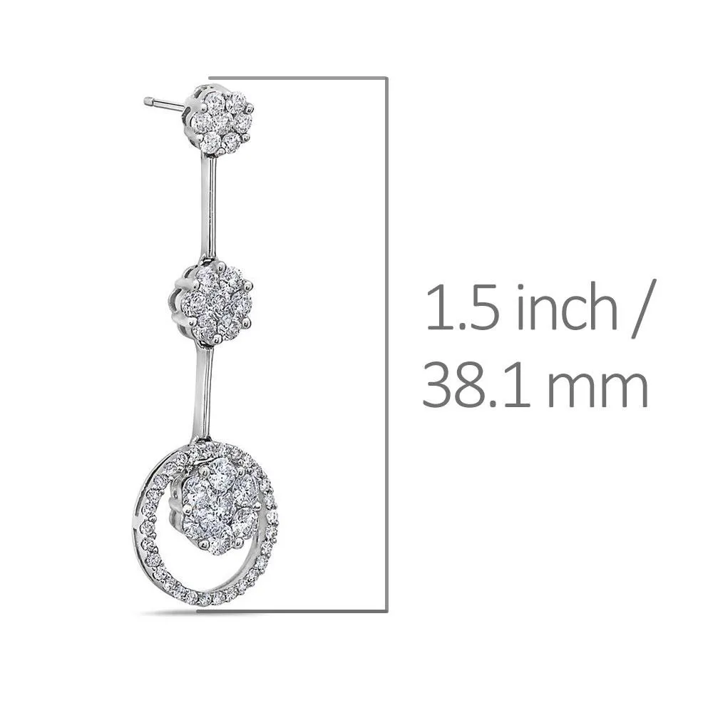 18K White Gold Ladies Earrings With 2.38 CT Diamonds