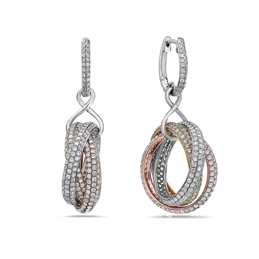 18K Yellow Gold Ladies Earrings With 8.75 CT Diamonds