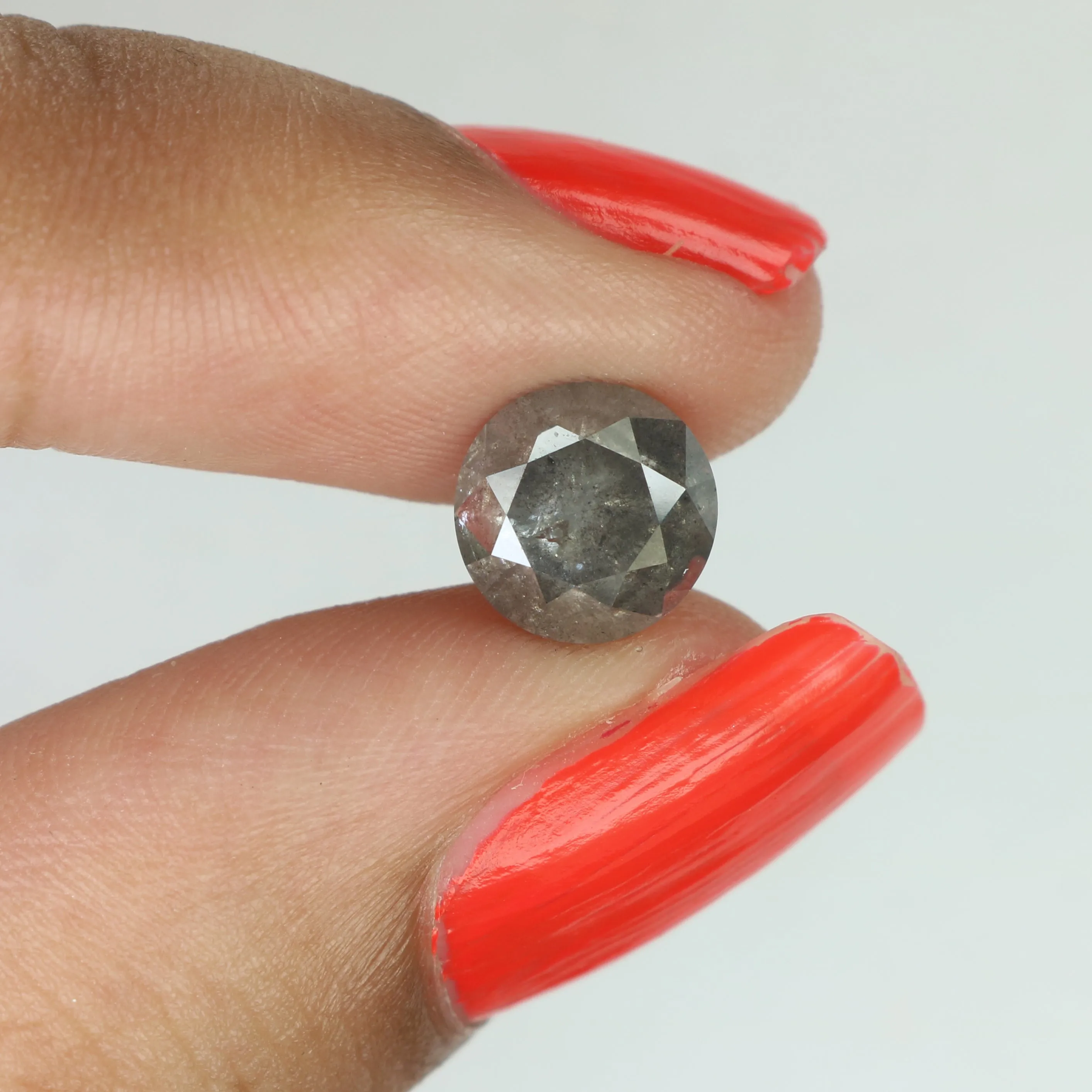 2.11 CT Natural Loose Round Shape Diamond Black Grey Color Round Cut Diamond 7.50 MM Salt And Pepper Round Brilliant Cut Diamond