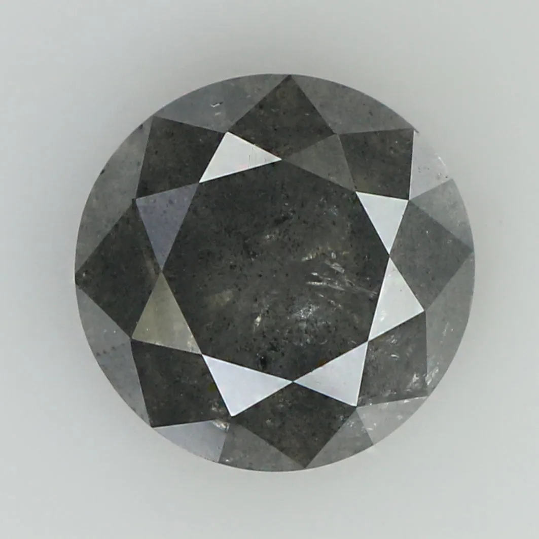 2.11 CT Natural Loose Round Shape Diamond Black Grey Color Round Cut Diamond 7.50 MM Salt And Pepper Round Brilliant Cut Diamond